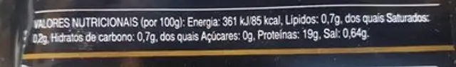 Cola de langostino Austral nutrition facts table