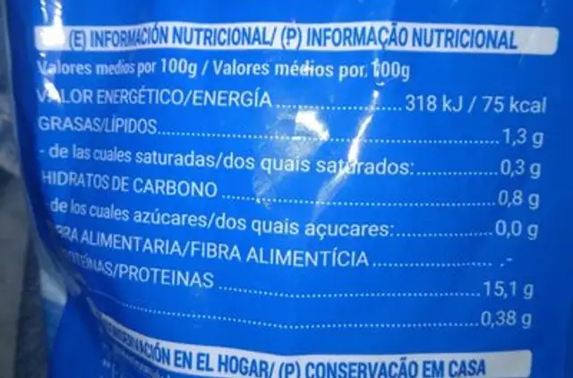 Filetes de merluza argentina nutrition facts table