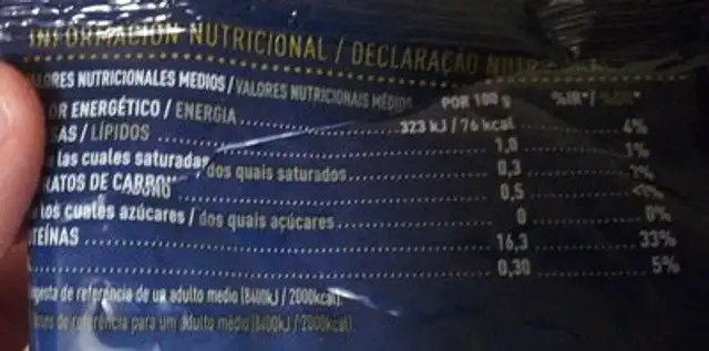 Medallon de Merluza nutrition facts table