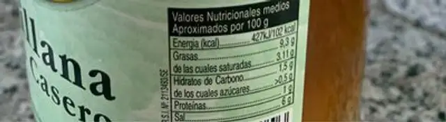 Aceitunas nutrition facts table