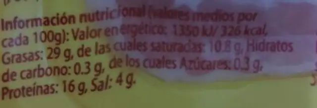 Bacon Premium Slices nutrition facts table