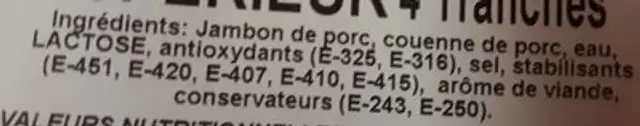 Jambon cuit espina ingredients label