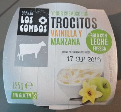 Yogur cremoso con trocitos vainilla y manzana