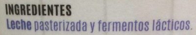 Supreme yogur natural cremoso y suave ingredients label