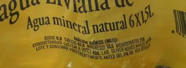 Agua Fuente Liviana nutrition facts table