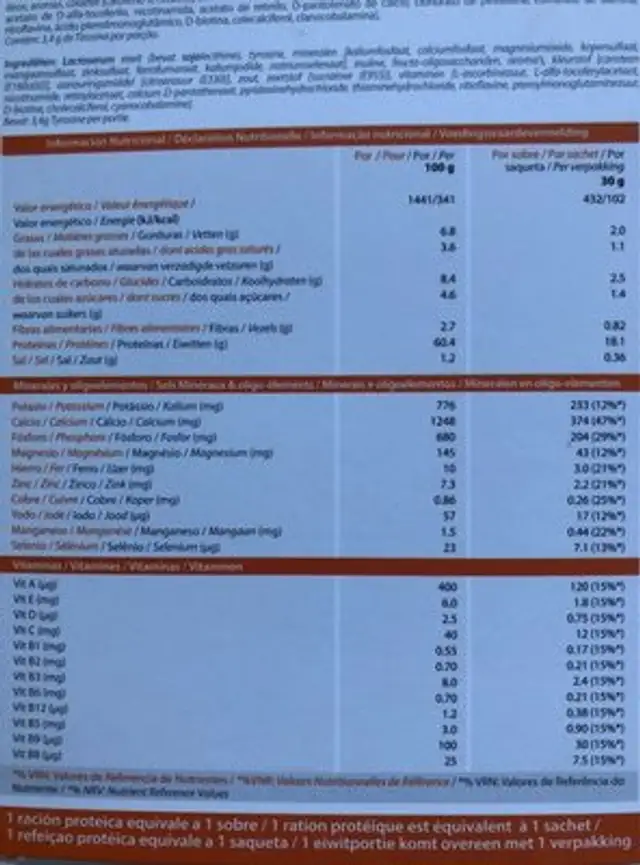 Boisson orange ananas nutrition facts table