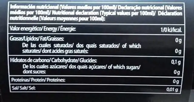 Refresco cola nutrition facts table