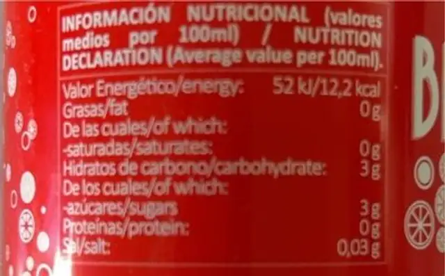 Brizo Cola nutrition facts table