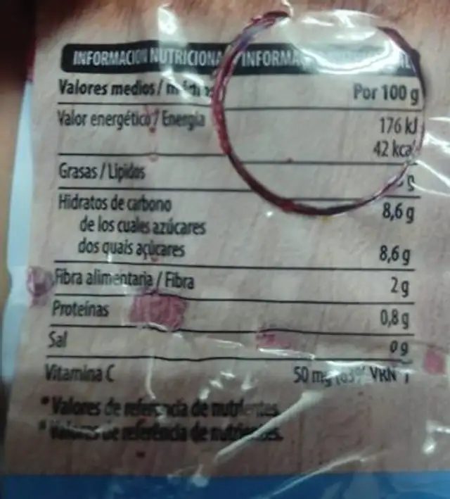 Naranjas de zumo nutrition facts table