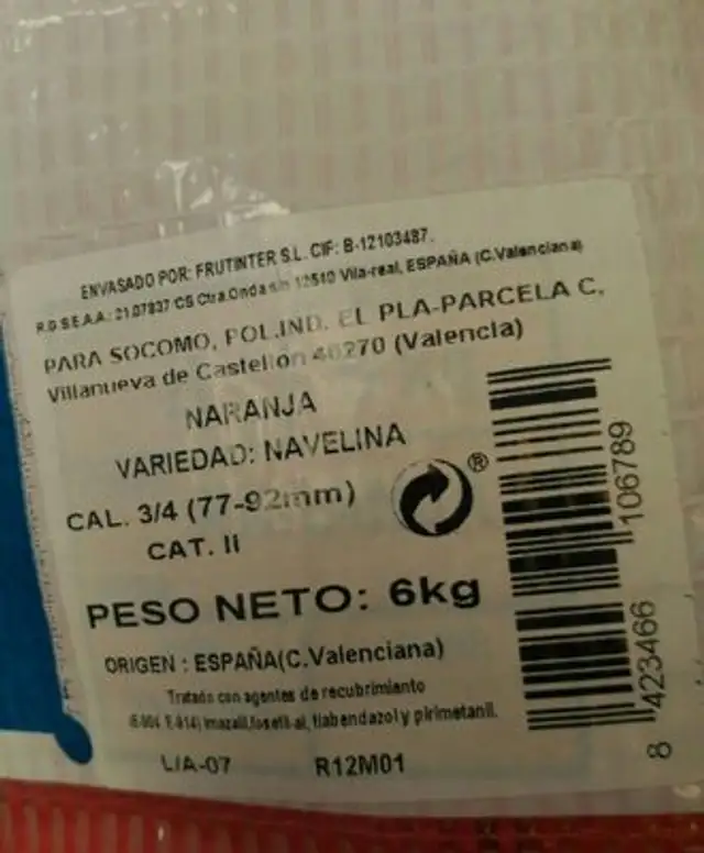 Naranja Valencia-late nutrition facts table