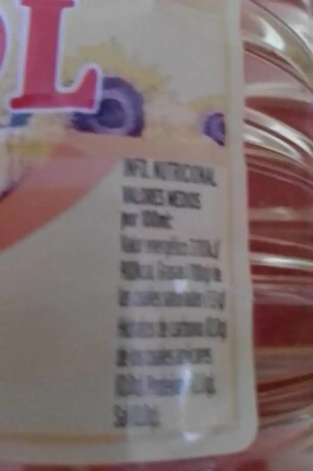 Aceite refinado de girasol nutrition facts table
