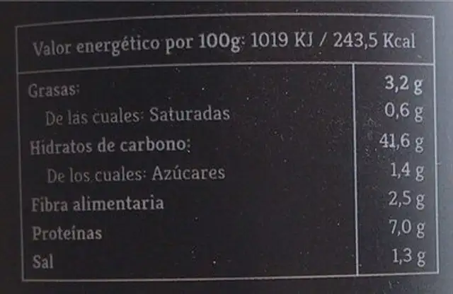 Crujientes ajo negro nutrition facts table