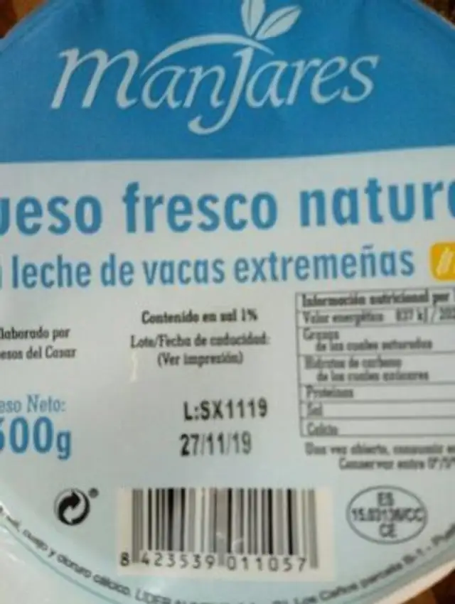 Queso fresco manjares