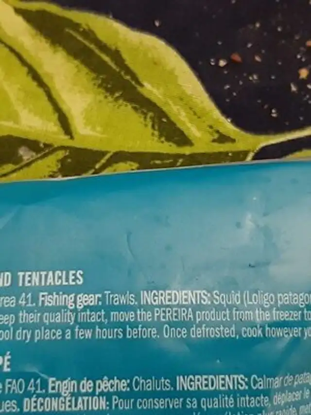 Unknown ingredients label