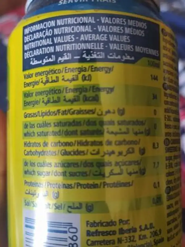 Drink It lemon nutrition facts table