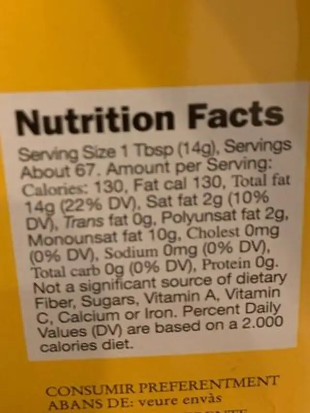 Mallafré ingredients label