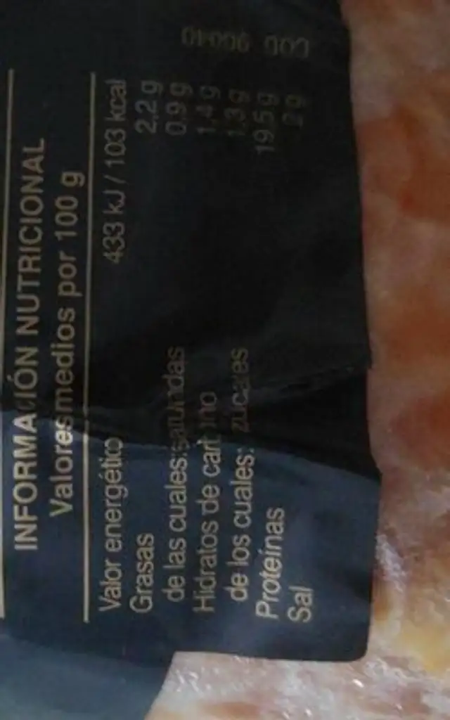 Lomo asado nutrition facts table