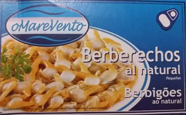 Berberechos al natural ingredients label