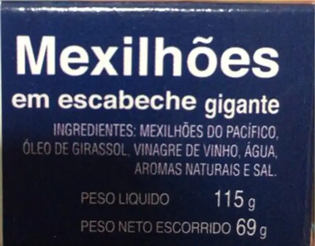 Mejillones en escabeche nutrition facts table