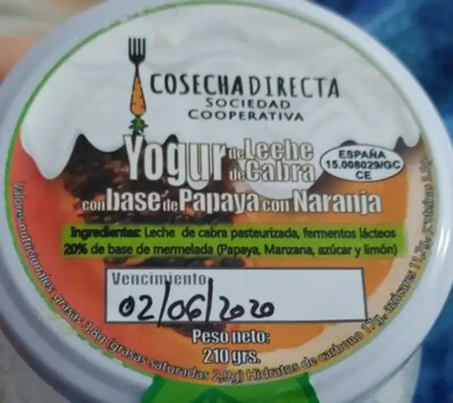 Yogurt nutrition facts table