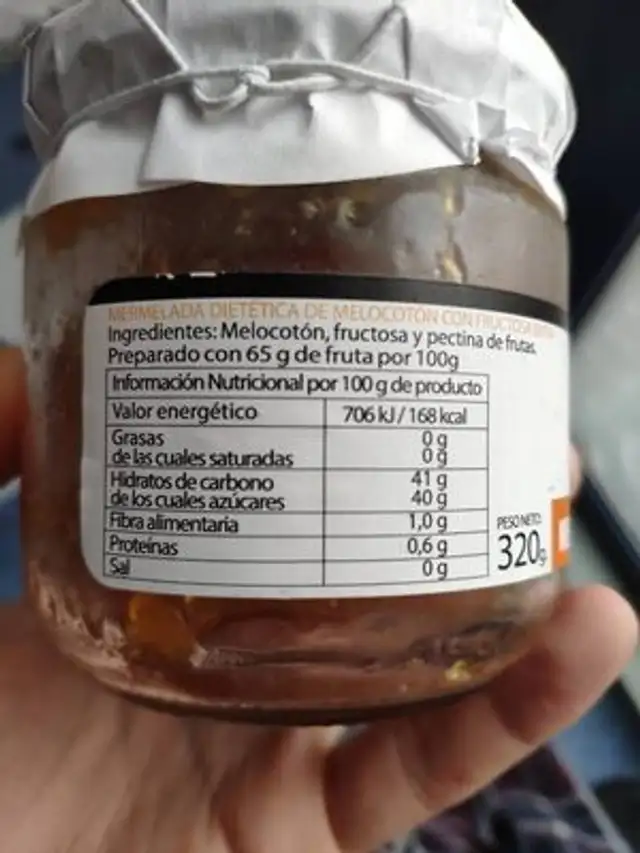 Mermelada dietetica nutrition facts table
