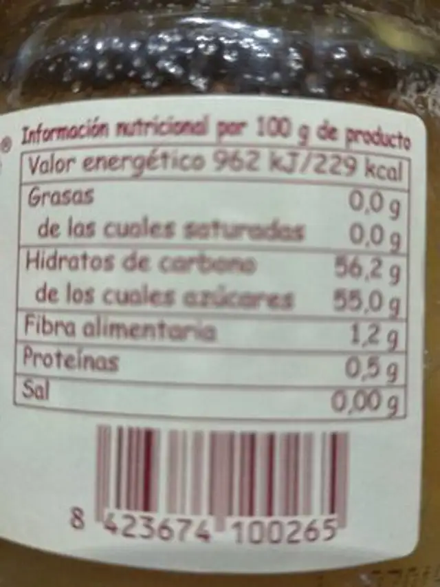 Mermelada de naranja dulce extra nutrition facts table