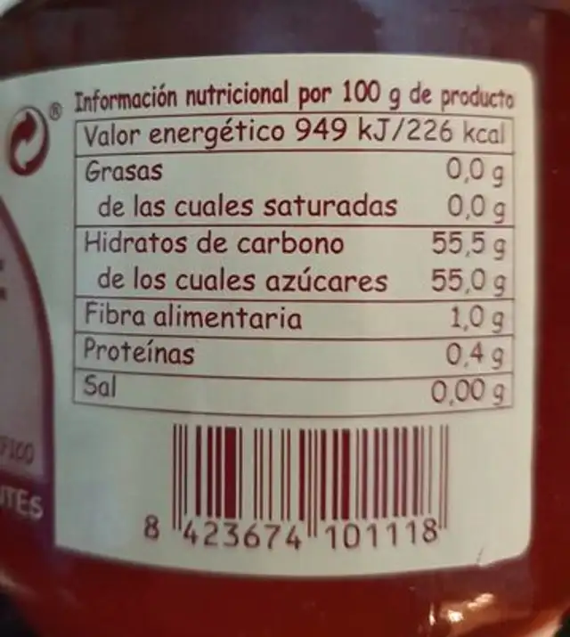 Mermelada de Tomate Extra nutrition facts table