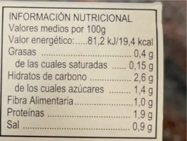 Esparragos de navarra nutrition facts table