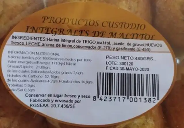 Integrales de Maltitol nutrition facts table