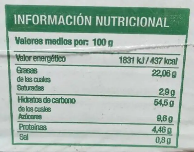 Magdalenas elaboradas con aceite de oliva nutrition facts table