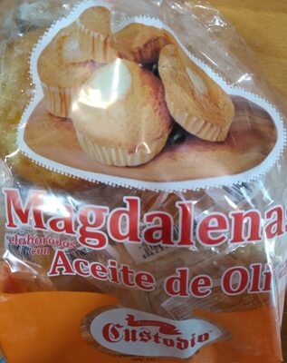 Magdalenas elaboradas con aceite de oliva front packaging