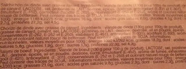 Assortiment charcuterie hallal ingredients label