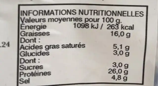 Pepperoni piquant de dinde nutrition facts table