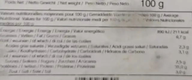 Viande sechee de dinde nutrition facts table
