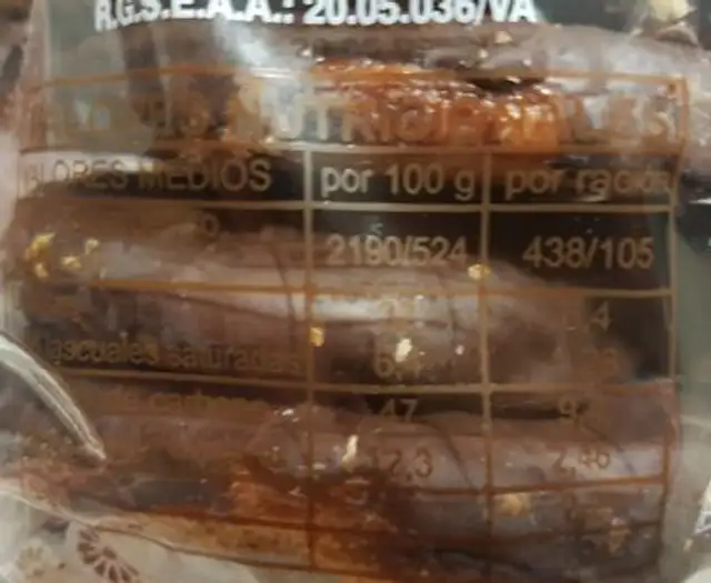 Rosquillas fritas nutrition facts table