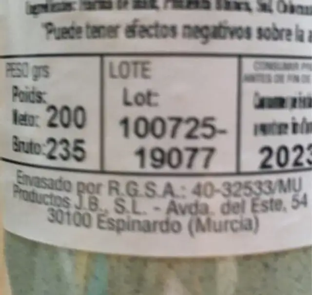 Pimanta a blanca molida nutrition facts table