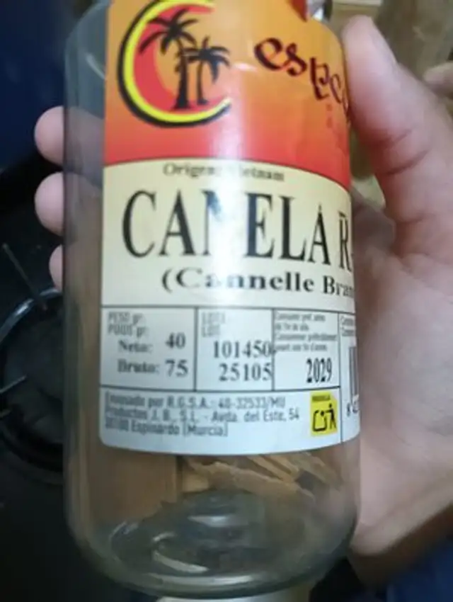 Canela rama ingredients label