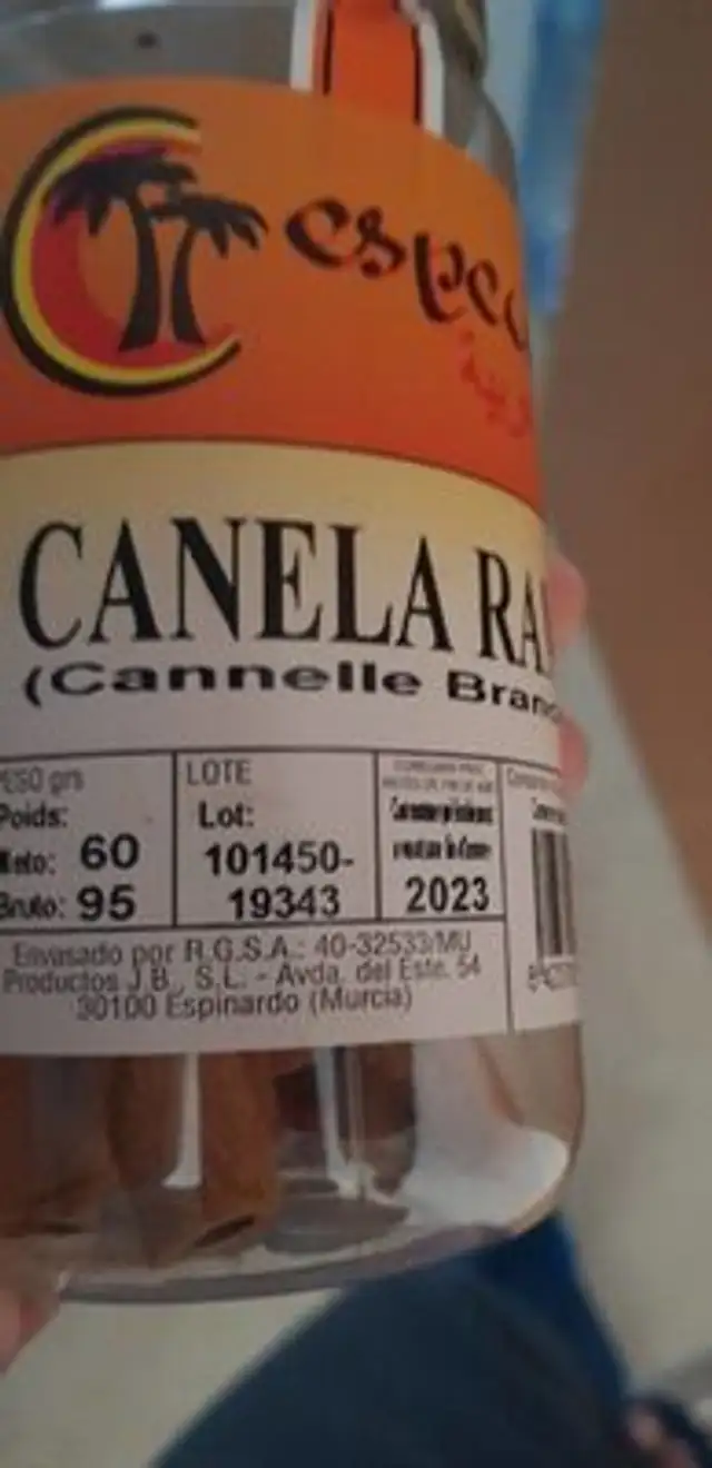 Canela rama nutrition facts table
