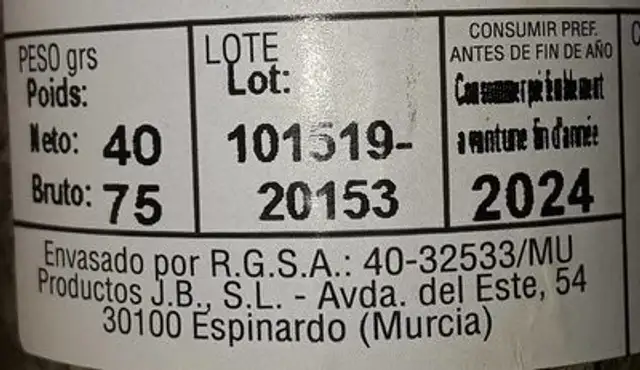 Orégano nutrition facts table