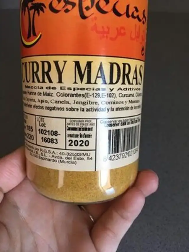 Curry madras ingredients label