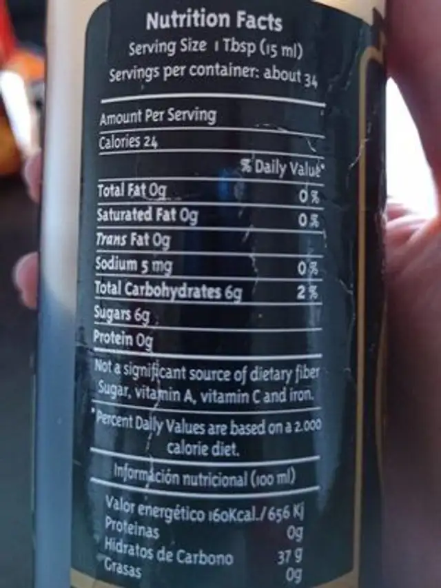 Sherry Balsamic Glaze - 0.5 Litres nutrition facts table