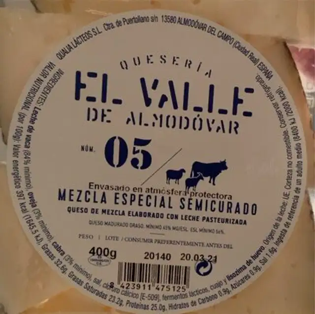 Quederia el valle de almodovar nutrition facts table