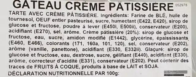 Tartas Mandul Variedades ingredients label