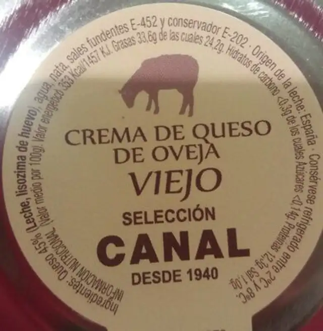 Crema de queso de oveja viejo nutrition facts table