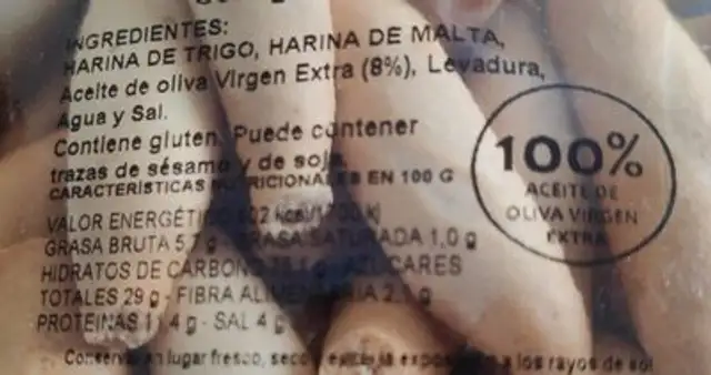 Camperos Zurita nutrition facts table
