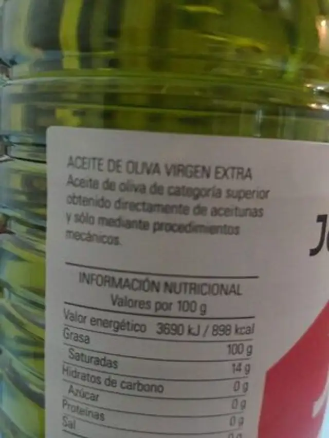 AOVE 1L ingredients label