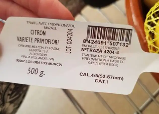 Citron ingredients label