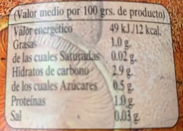 Rovelloned silvestres al natural nutrition facts table
