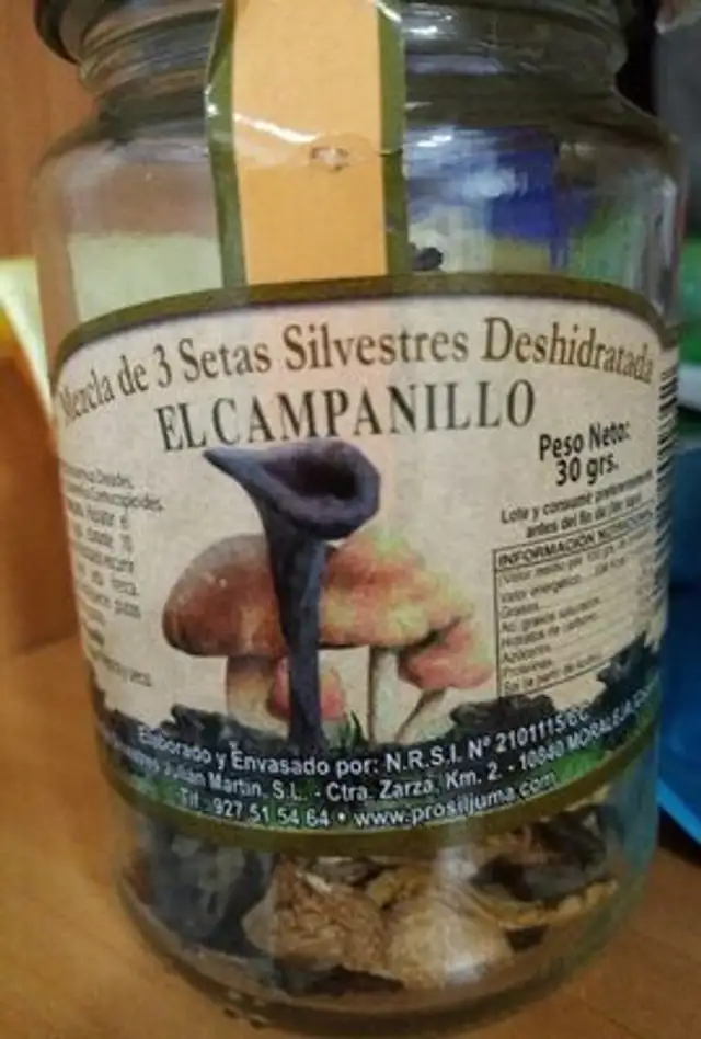 Setas silvestres deshidratadas