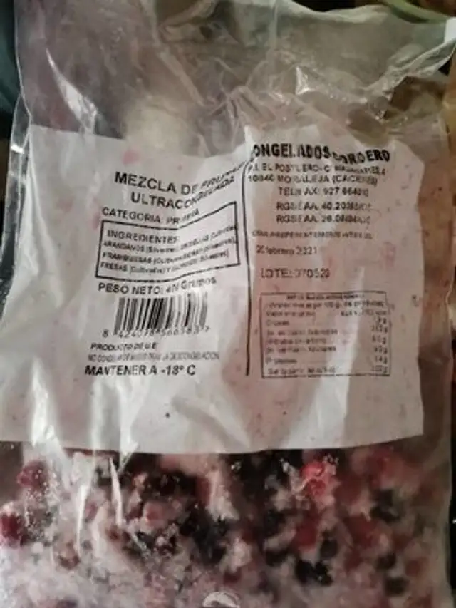 mezcla de frutas ultracongelada